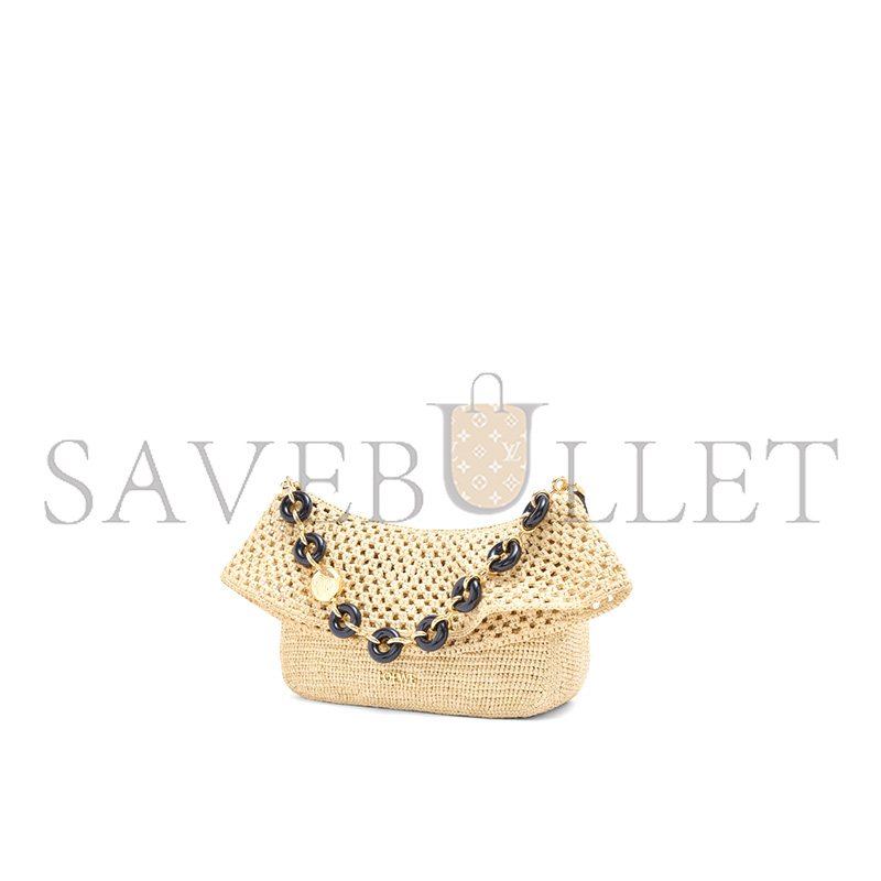 LOEWE MEDIUM OLA BAG IN RAFFIA AND CALFSKIN AP22P22X05 (26*18*13cm)